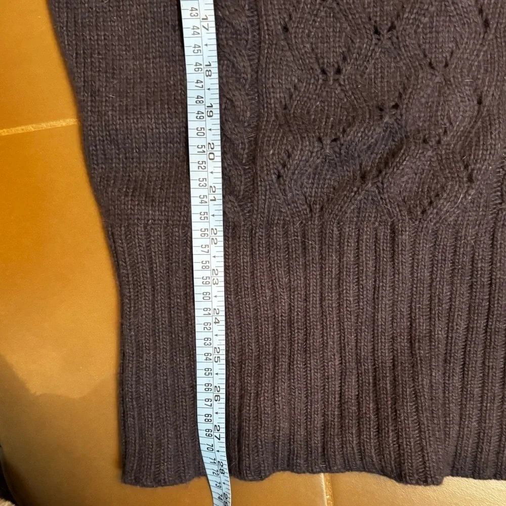 ANGORA PARAPHRASE Rabbit Wool Blue Cowl Neck Short sleeve Sweater Holiday SM EUC